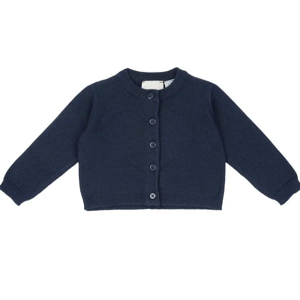 Cardigan|Chicco Cardigan In Filato Di Cotone Blu Scuro