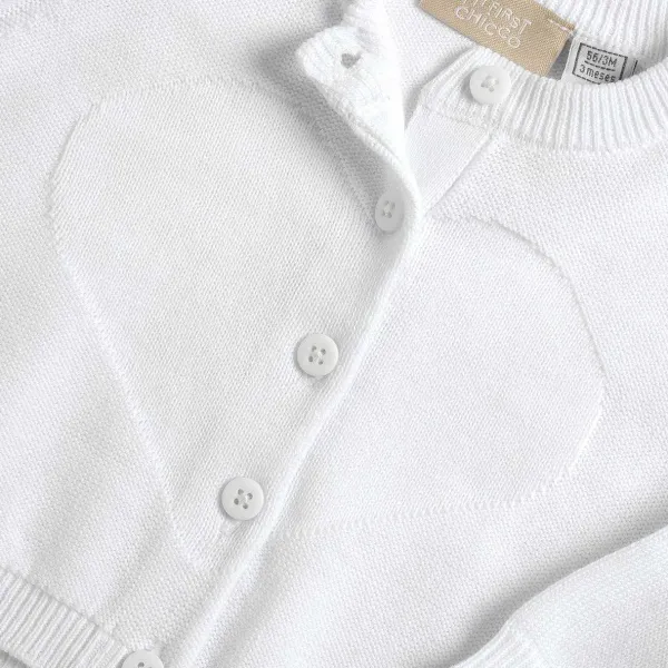 Cardigan|Chicco Cardigan In Filato Di Cotone Bianco
