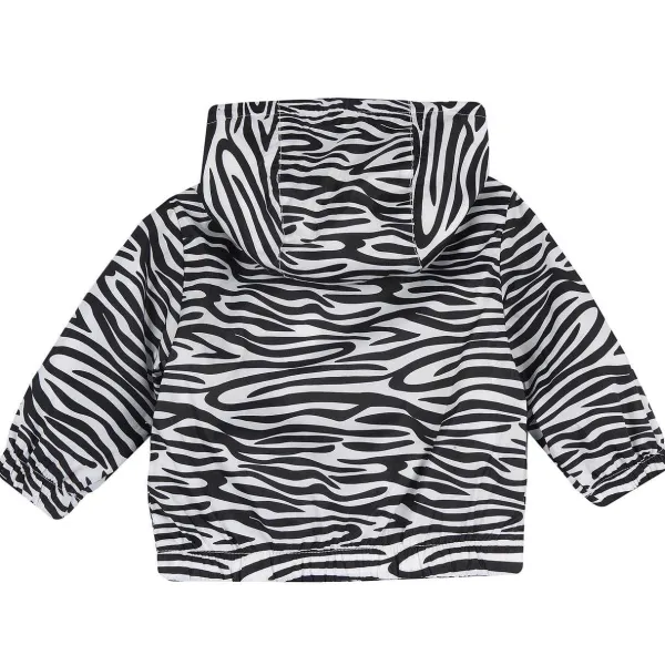 Giacche|Chicco Giubbino Con Volant E Fantasia All Over Zebrata- Poliestere Riciclato Bianco E Nero