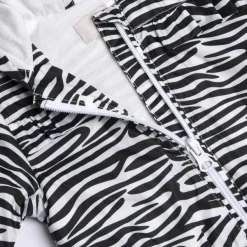 Giacche|Chicco Giubbino Con Volant E Fantasia All Over Zebrata- Poliestere Riciclato Bianco E Nero