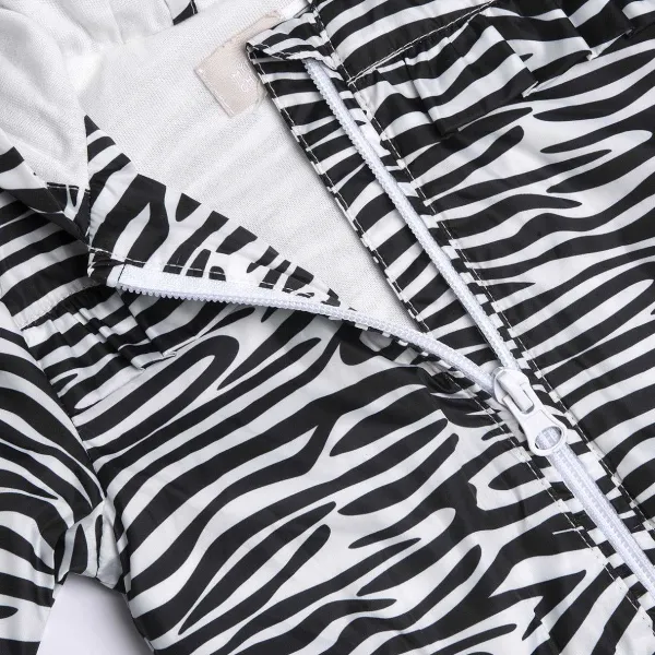 Giacche|Chicco Giubbino Con Volant E Fantasia All Over Zebrata- Poliestere Riciclato Bianco E Nero