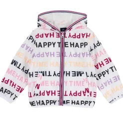 Giacche|Chicco Giubbino Impermeabile Di Poliestere Riciclato Bianco E Rosa