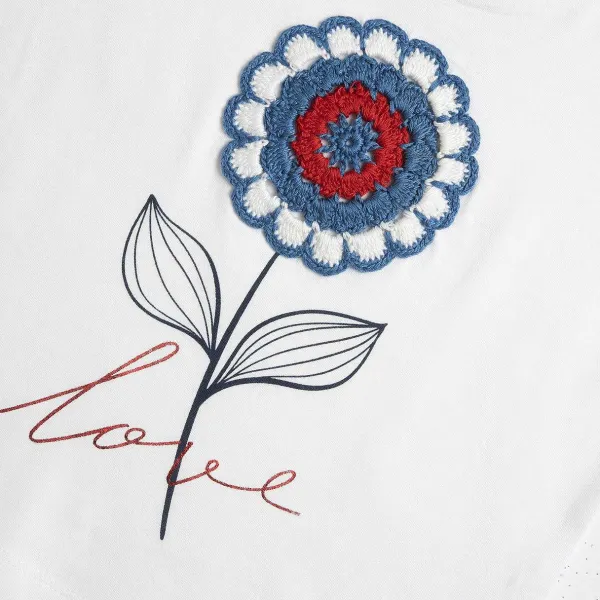 T-Shirt|Chicco Maglietta Con Fiore Crochet
