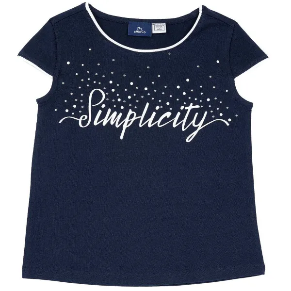 T-Shirt|Chicco Maglietta Manica Corta Con Scritta E Strass