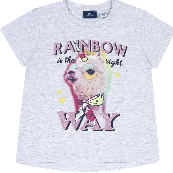 T-Shirt|Chicco Maglietta Manica Corta Grafica Effetto Arcobaleno Grigio Chiaro