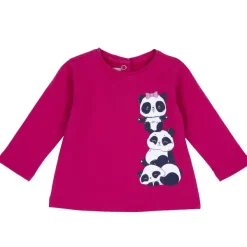 T-Shirt|Chicco Maglietta Manica Lunga E Panda Rosa Scuro