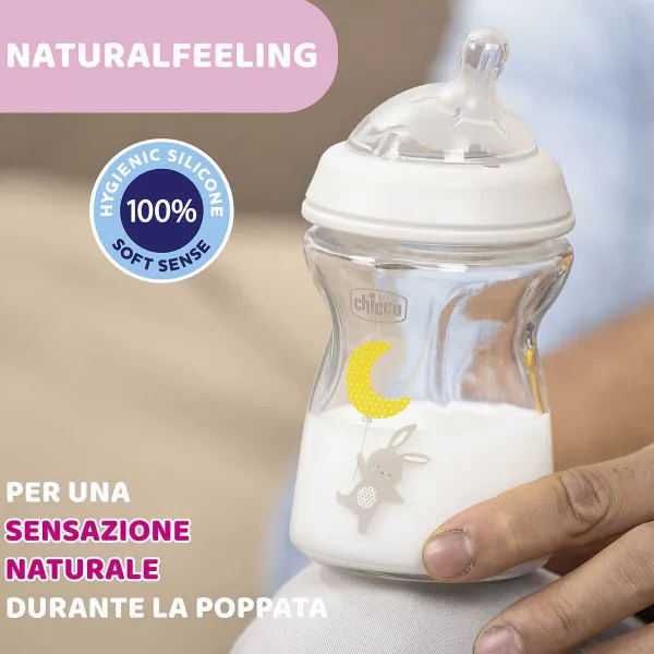 Biberon|Chicco Naturalfeeling Biberon Vetro 0M+ 250Ml Flusso Lento