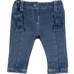 Pantaloni|Chicco Pantaloni Di Felpa Stretch Non Garzata Effetto Denim Con Fiocchi