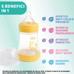 Biberon|Chicco Perfect 5 Biberon 150 Ml - Flusso Lento Giallo