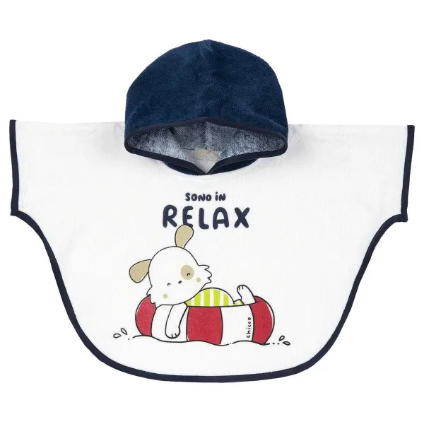 Teli Mare|Chicco Poncho Mare In Spugna Bianco E Blu