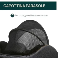 Seggiolini Auto Neonato|Chicco Seggiolino Auto Bi-Seat Air & Full 360 I-Size Base (40-150 Cm) Black Air