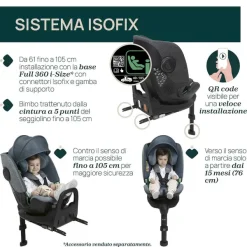 Seggiolini Auto Neonato|Chicco Seggiolino Auto Bi-Seat Air & Full 360 I-Size Base (40-150 Cm) Black Air
