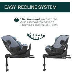Seggiolini Auto Neonato|Chicco Seggiolino Auto Bi-Seat Air & Full 360 I-Size Base (40-150 Cm) Teal Blue