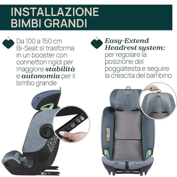 Seggiolini Auto Neonato|Chicco Seggiolino Auto Bi-Seat Air & Full 360 I-Size Base (40-150 Cm) Teal Blue