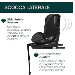 Seggiolini Auto Neonato|Chicco Seggiolino Auto Seat3Fit Air (40-125 Cm) Black Melange