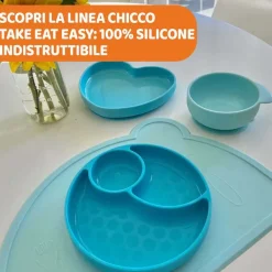 Piatti E Posate|Chicco Set Pappa Easy Start In Silicone Per Lo Svezzamento Azzurro