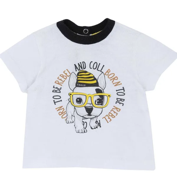 T-Shirt|Chicco T-Shirt Con Manica Corta E Simpatica Stampa Bianco
