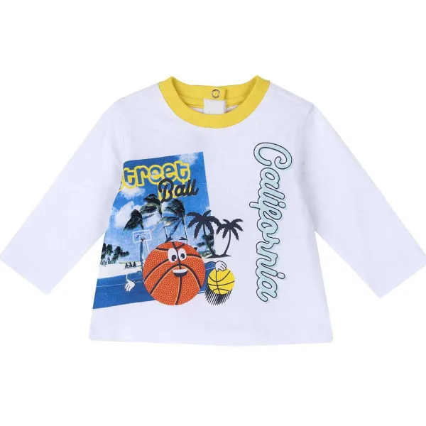 T-Shirt|Chicco T-Shirt Con Manica Lunga E Stampa Basket Bianco