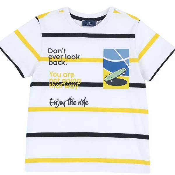 T-Shirt|Chicco T-Shirt Con Stampa Skate E Fantasia A Righe